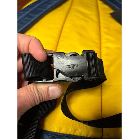 Vintage LL Bean Continental Backpack Rucksack Yellow Blue 90s Hiking - Picture 7 of 16